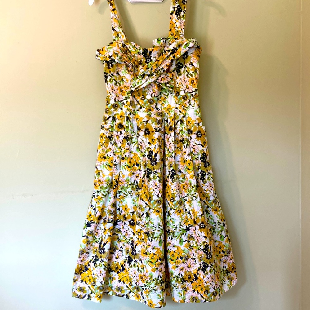 Yellow Floral Thick Strap Sun Dress. Size S/6.
